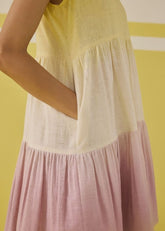 A Model Wearing Multicolor Handwoven Cotton The Sunshine Island Kala Cotton Mini Dress , curated by Only Ethikal